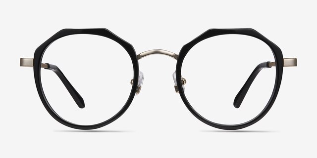 Accent Black Acetate-metalEyeglass Frames from EyeBuyDirect, Front View