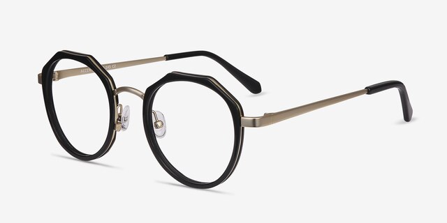 Accent Black Acetate-metalEyeglass Frames from EyeBuyDirect, Angle View