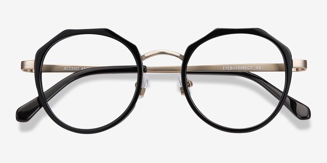 Accent Black Acetate-metalEyeglass Frames from EyeBuyDirect, Closed View