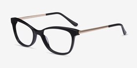 Ripple Noir Acetate-metal Montures de lunettes de vue d'EyeBuyDirect, Vue d'Angle