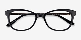 Ripple Noir Acetate-metal Montures de lunettes de vue d'EyeBuyDirect, Vue Rapprochée