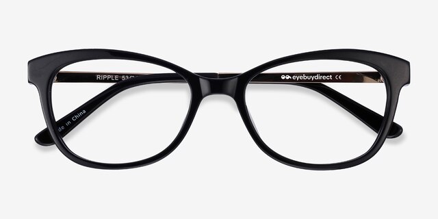 Ripple Black Acetate-metalEyeglass Frames from EyeBuyDirect, Closed View