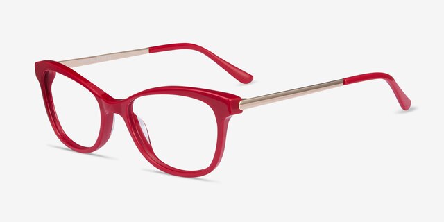 Ripple Red Acetate-metalEyeglass Frames from EyeBuyDirect, Angle View