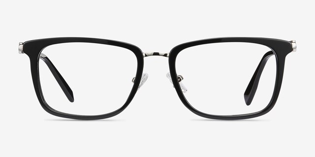 Wayback Black AcetateEyeglass Frames from EyeBuyDirect, Front View