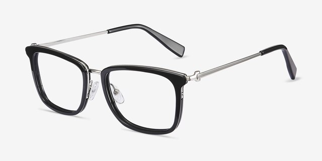 Wayback Black AcetateEyeglass Frames from EyeBuyDirect, Angle View