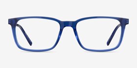 Stanza Bleu Acetate-metal Montures de lunettes de vue d'EyeBuyDirect, Vue de Face