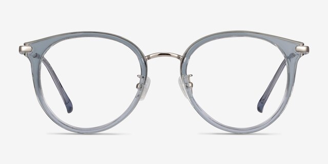 Hollie Bleu Plastic-metalMontures de lunettes de vue d'EyeBuyDirect, Vue de Face