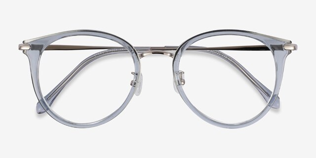 Hollie Bleu Plastic-metalMontures de lunettes de vue d'EyeBuyDirect, Vue Rapprochée