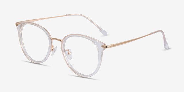 Hollie Transparent Plastic-metalMontures de lunettes de vue d'EyeBuyDirect, Vue d'Angle