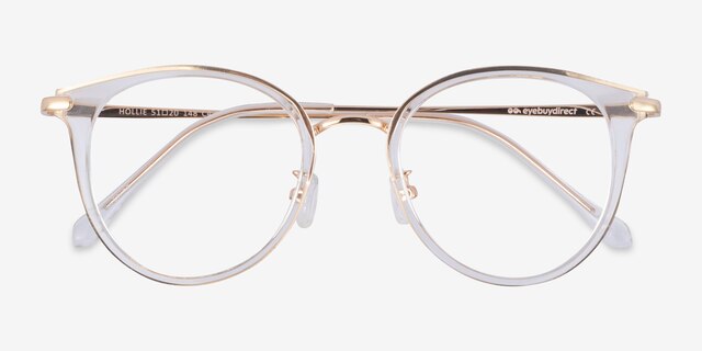 Hollie Transparent Plastic-metalMontures de lunettes de vue d'EyeBuyDirect, Vue Rapprochée