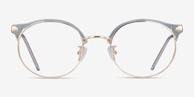 Moon River Clear Blue Plastic-metal Montures de lunettes de vue d'EyeBuyDirect, Vue de Face