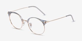 Moon River Clear Blue Plastic-metal Montures de lunettes de vue d'EyeBuyDirect, Vue d'Angle