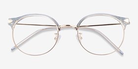 Moon River Clear Blue Plastic-metal Montures de lunettes de vue d'EyeBuyDirect, Vue Rapprochée