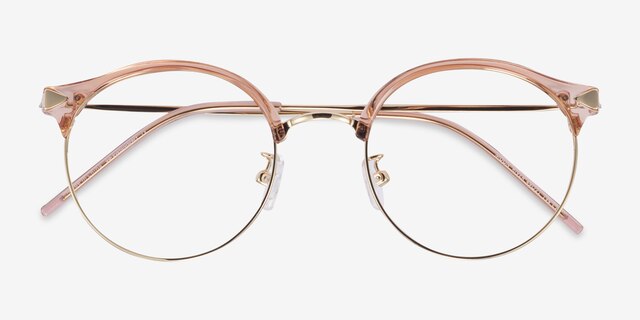 Moon River Clear Pink Plastic-metalEyeglass Frames from EyeBuyDirect, Closed View
