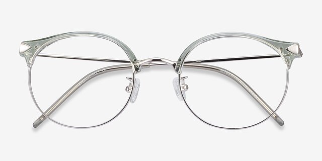 Moon River Clear Green Plastic-metalMontures de lunettes de vue d'EyeBuyDirect, Vue Rapprochée