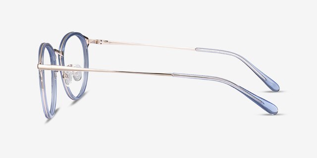 Dazzle Blue Acetate-metalEyeglass Frames from EyeBuyDirect, Side View