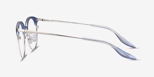 Bouquet Blue Silver Acetate-metalEyeglass Frames from EyeBuyDirect, Side View