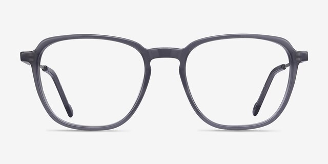 The Fan Gris Acetate-metalMontures de lunettes de vue d'EyeBuyDirect, Vue de Face