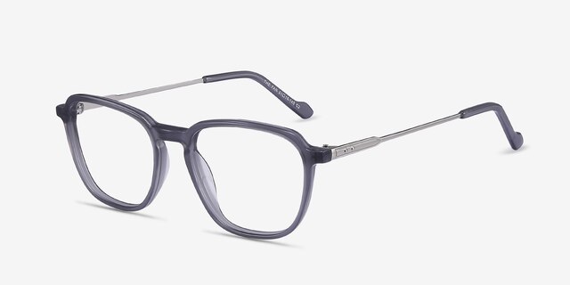 The Fan Gris Acetate-metalMontures de lunettes de vue d'EyeBuyDirect, Vue d'Angle