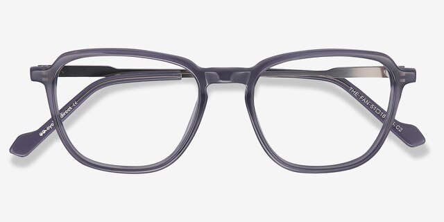 The Fan Gris Acetate-metalMontures de lunettes de vue d'EyeBuyDirect, Vue Rapprochée
