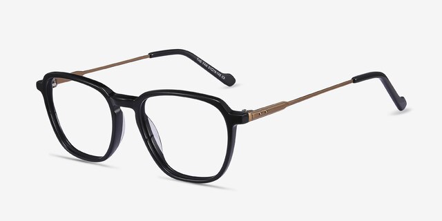 The Fan Noir Acetate-metalMontures de lunettes de vue d'EyeBuyDirect, Vue d'Angle