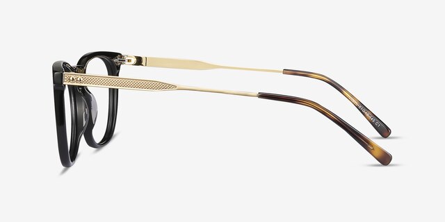 Vinyl Noir Acetate-metalMontures de lunettes de vue d'EyeBuyDirect, Vue de Côté