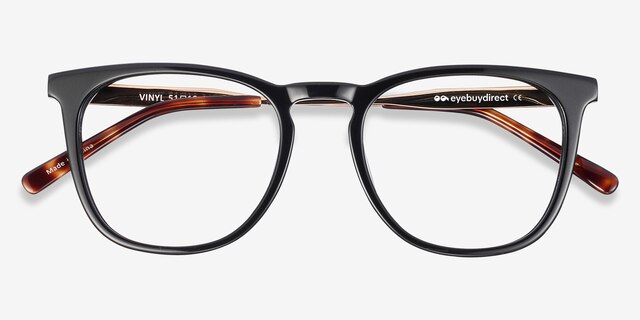 Vinyl Noir Acetate-metalMontures de lunettes de vue d'EyeBuyDirect, Vue Rapprochée