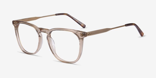 Vinyl Clear Brown Acetate-metalMontures de lunettes de vue d'EyeBuyDirect, Vue d'Angle