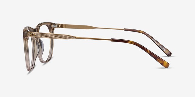 Vinyl Clear Brown Acetate-metalMontures de lunettes de vue d'EyeBuyDirect, Vue de Côté