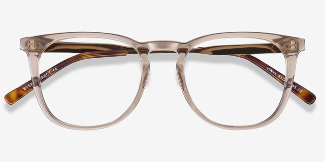 Vinyl Clear Brown Acetate-metalMontures de lunettes de vue d'EyeBuyDirect, Vue Rapprochée
