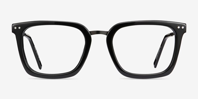 Poise Black Acetate-metalEyeglass Frames from EyeBuyDirect, Front View