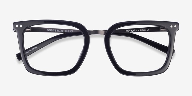 Poise Black Acetate-metalEyeglass Frames from EyeBuyDirect, Closed View