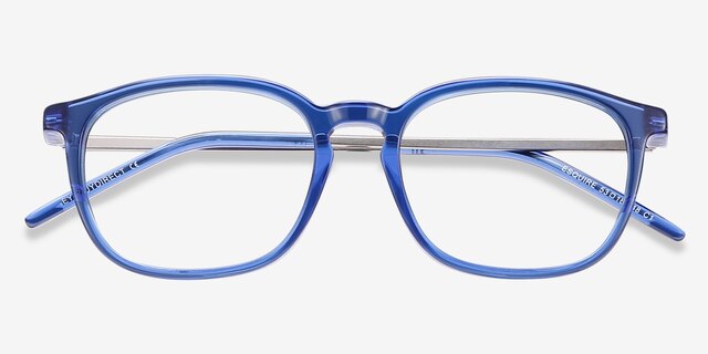 Esquire Blue Acetate-metalEyeglass Frames from EyeBuyDirect, Closed View