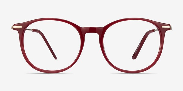 Quill Red Acetate-metal Eyeglass Frames