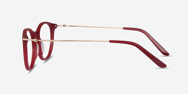 Quill Rouge Acetate-metalMontures de lunettes de vue d'EyeBuyDirect, Vue de Côté