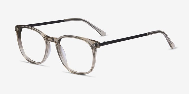 Savvy Clear Gray Acetate-metalEyeglass Frames from EyeBuyDirect, Angle View