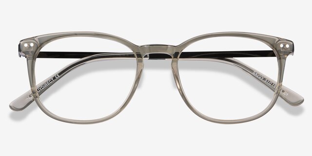 Savvy Clear Gray Acetate-metalEyeglass Frames from EyeBuyDirect, Closed View