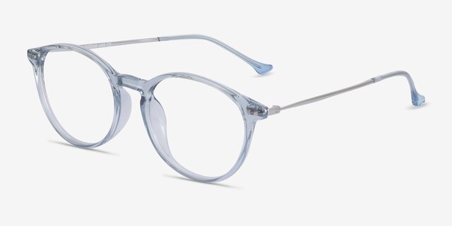 Amity Blue Plastic-metalEyeglass Frames from EyeBuyDirect, Angle View