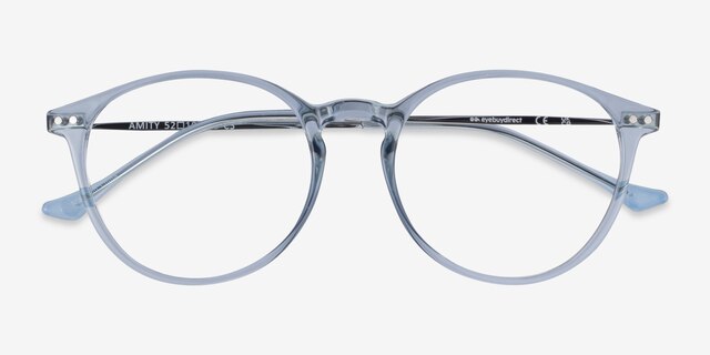 Amity Blue Plastic-metalEyeglass Frames from EyeBuyDirect, Closed View