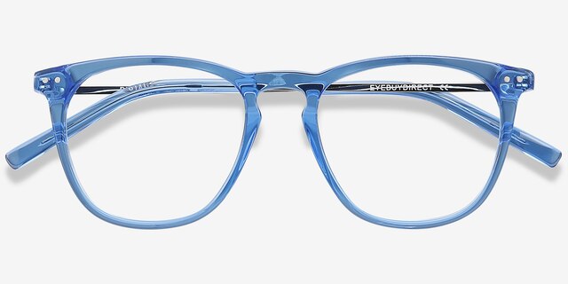 Distance Blue Acetate-metalEyeglass Frames from EyeBuyDirect, Closed View