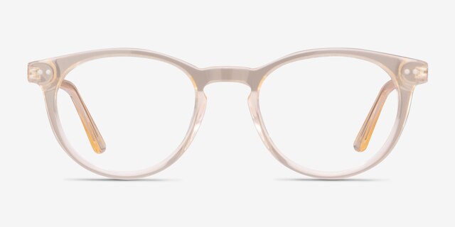 Traveller Clear Melon Acetate-metalEyeglass Frames from EyeBuyDirect, Front View