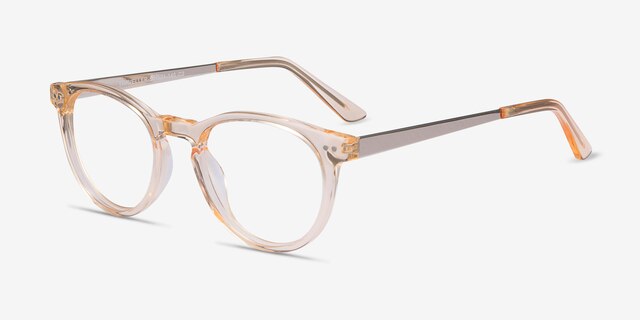 Traveller Clear Melon Acetate-metalEyeglass Frames from EyeBuyDirect, Angle View