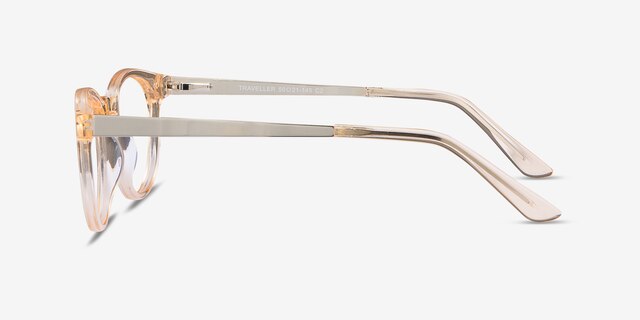 Traveller Clear Melon Acetate-metalEyeglass Frames from EyeBuyDirect, Side View