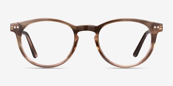 Traveller Brown Striped Acetate-metal Montures de lunettes de vue