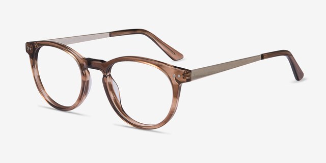 Traveller Brown Striped Acetate-metalEyeglass Frames from EyeBuyDirect, Angle View