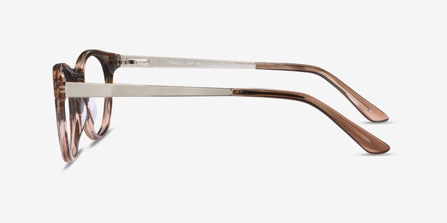 Traveller Brown Striped Acetate-metalEyeglass Frames from EyeBuyDirect, Side View