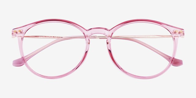Amity Clear Purple Plastic-metalMontures de lunettes de vue d'EyeBuyDirect, Vue Rapprochée