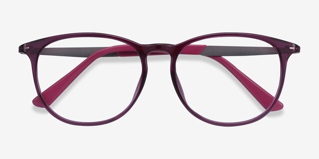 Today Purple Plastic-metalEyeglass Frames from EyeBuyDirect, Closed View
