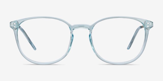 Spoken Clear Blue Plastic-metalMontures de lunettes de vue d'EyeBuyDirect, Vue de Face
