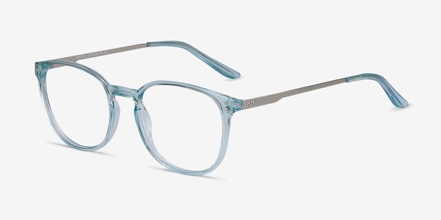 Spoken Clear Blue Plastic-metalMontures de lunettes de vue d'EyeBuyDirect, Vue d'Angle